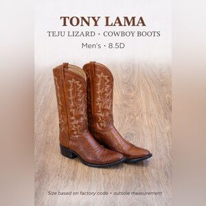 Tony Lama 8166 Brown Teju Lizard Western Cowboy Boots Men’s 8.5D